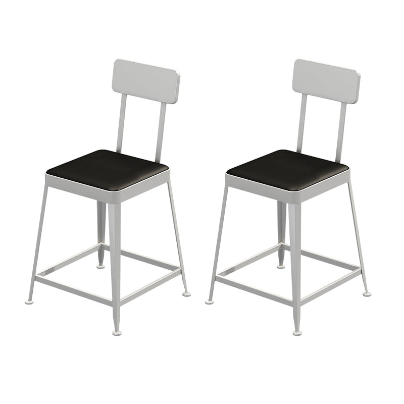 Industrial Low Back Barstools Square Bar Stools with Metal Base