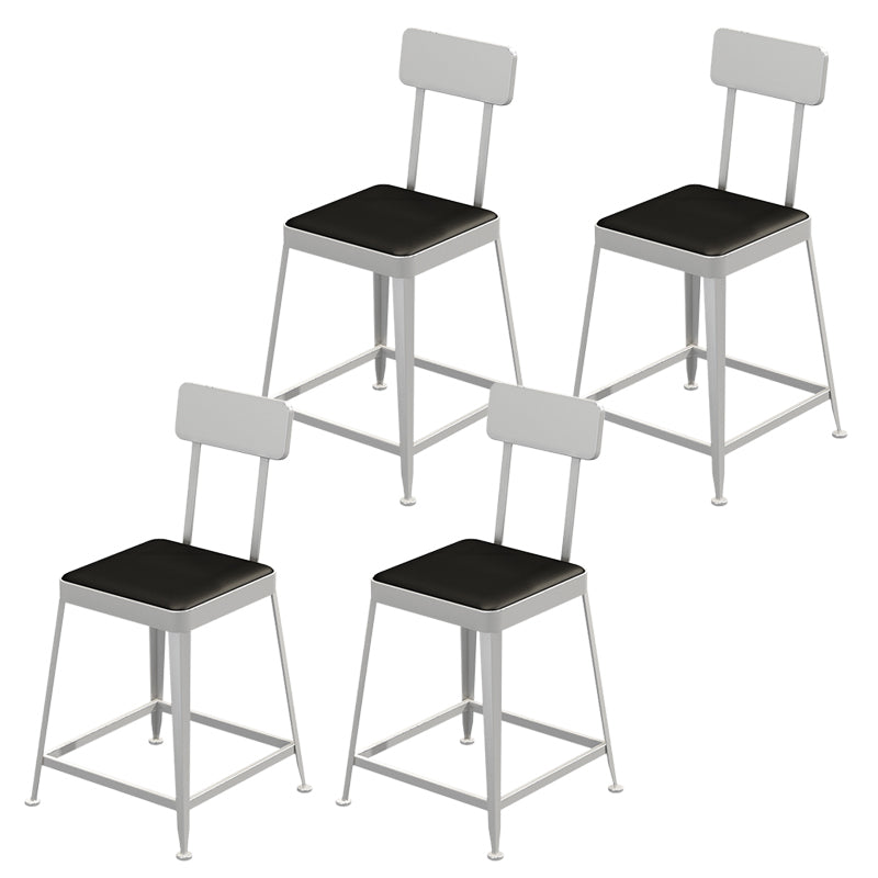 Industrial Low Back Barstools Square Bar Stools with Metal Base