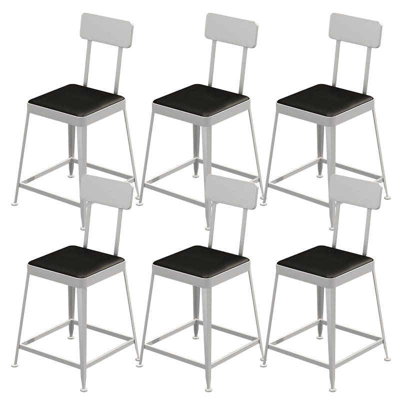 Industrial Low Back Barstools Square Bar Stools with Metal Base