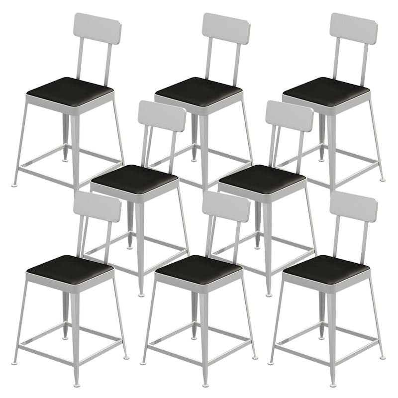 Industrial Low Back Barstools Square Bar Stools with Metal Base