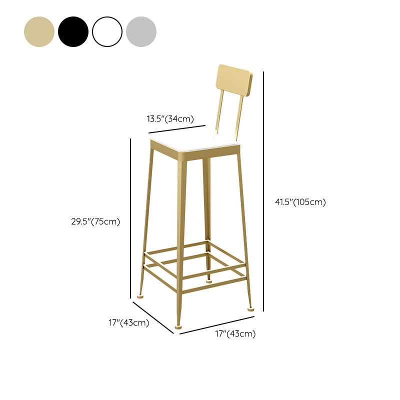 Industrial Low Back Barstools Square Bar Stools with Metal Base