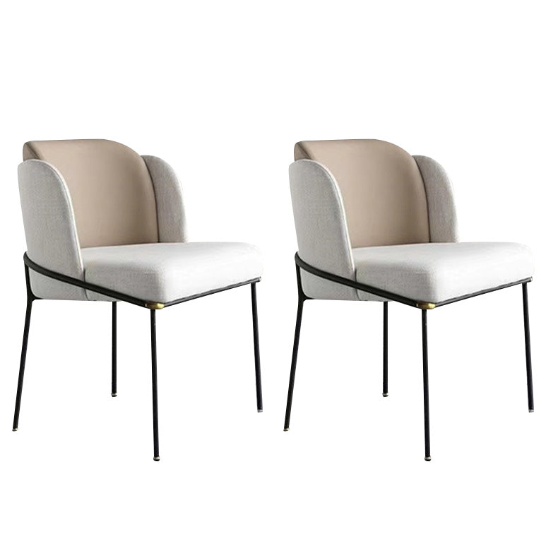 Upholstered Dining Chairs Contemporary Armless Chairs with Metal Base
