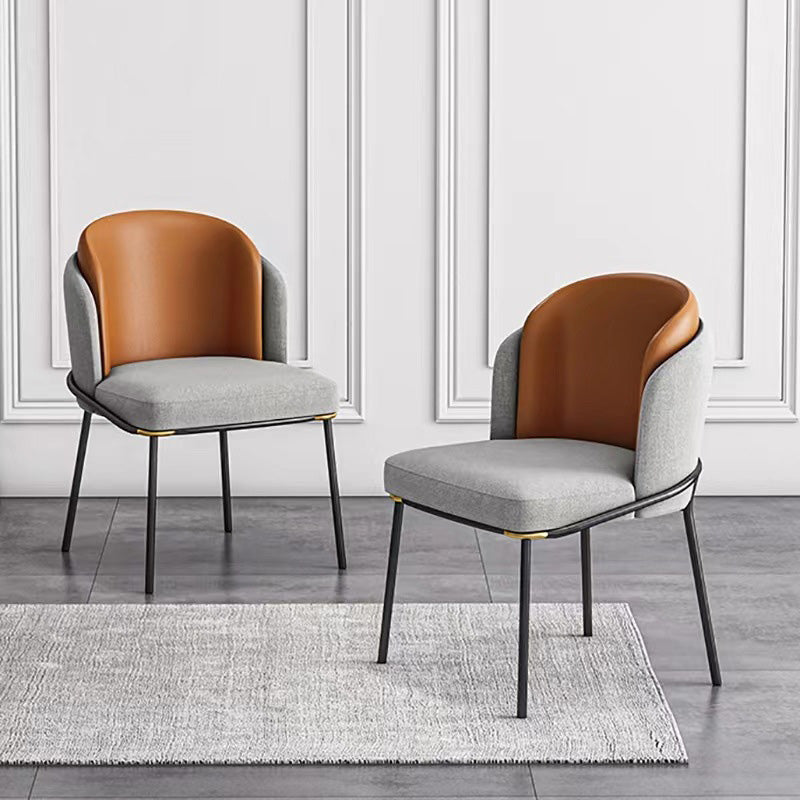 Upholstered Dining Chairs Contemporary Armless Chairs with Metal Base