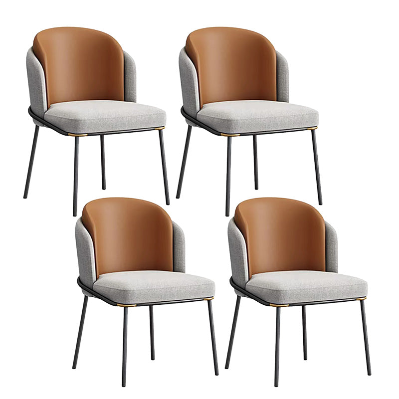 Upholstered Dining Chairs Contemporary Armless Chairs with Metal Base