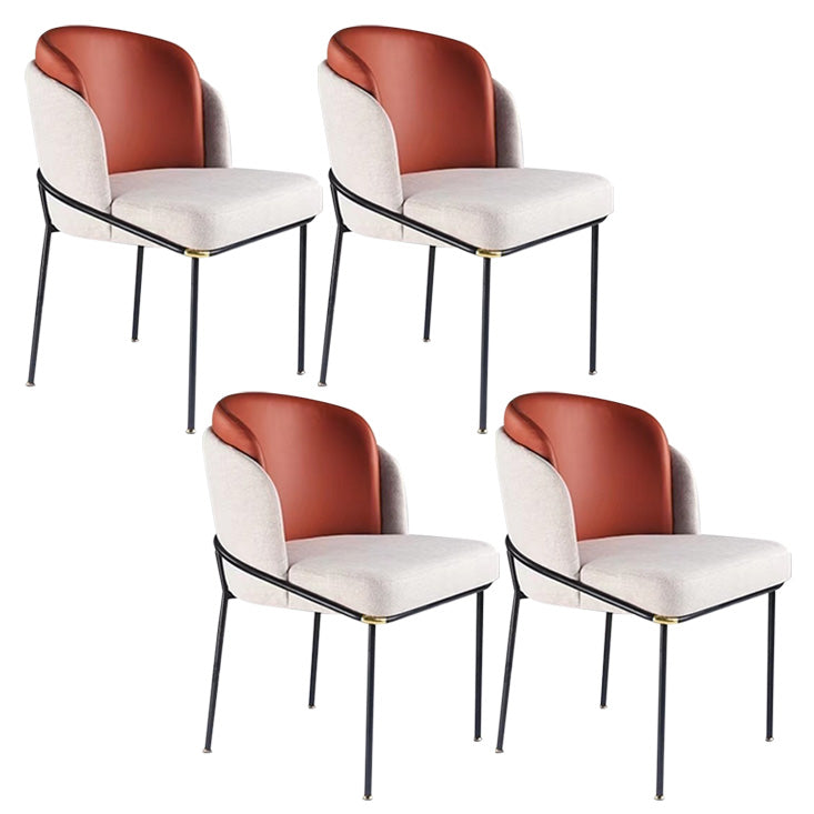 Upholstered Dining Chairs Contemporary Armless Chairs with Metal Base
