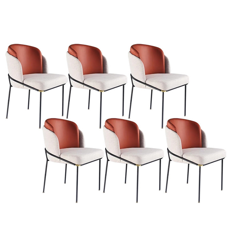 Upholstered Dining Chairs Contemporary Armless Chairs with Metal Base