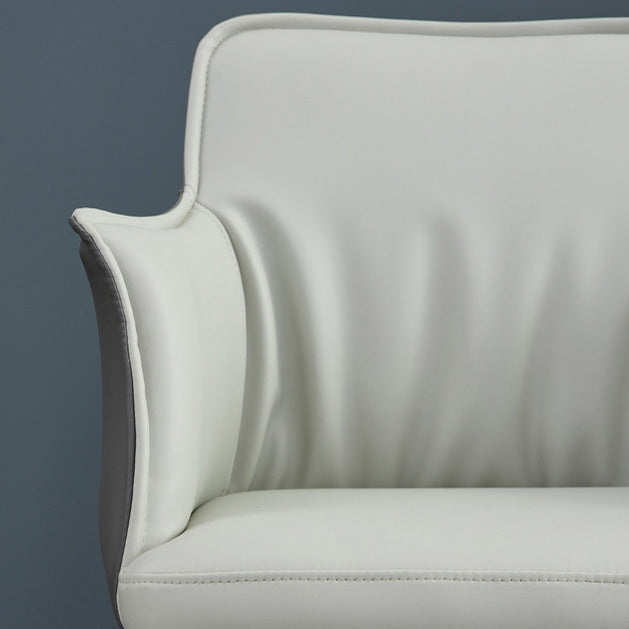 Upholstered Dining Chairs Faux Leather Arm Chairs with Metal Base