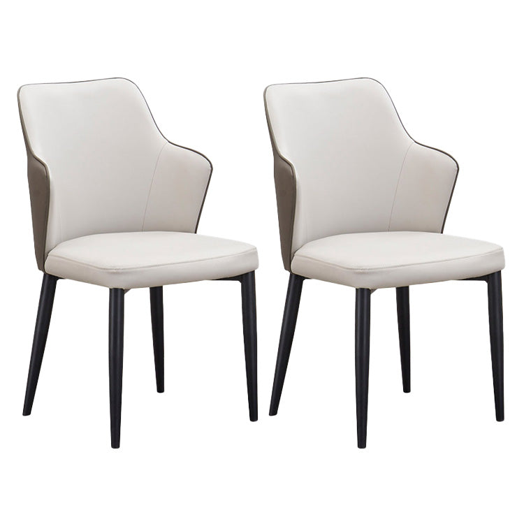 Faux Leather Dining Chairs Wingback Side Chair with Metal Legs
