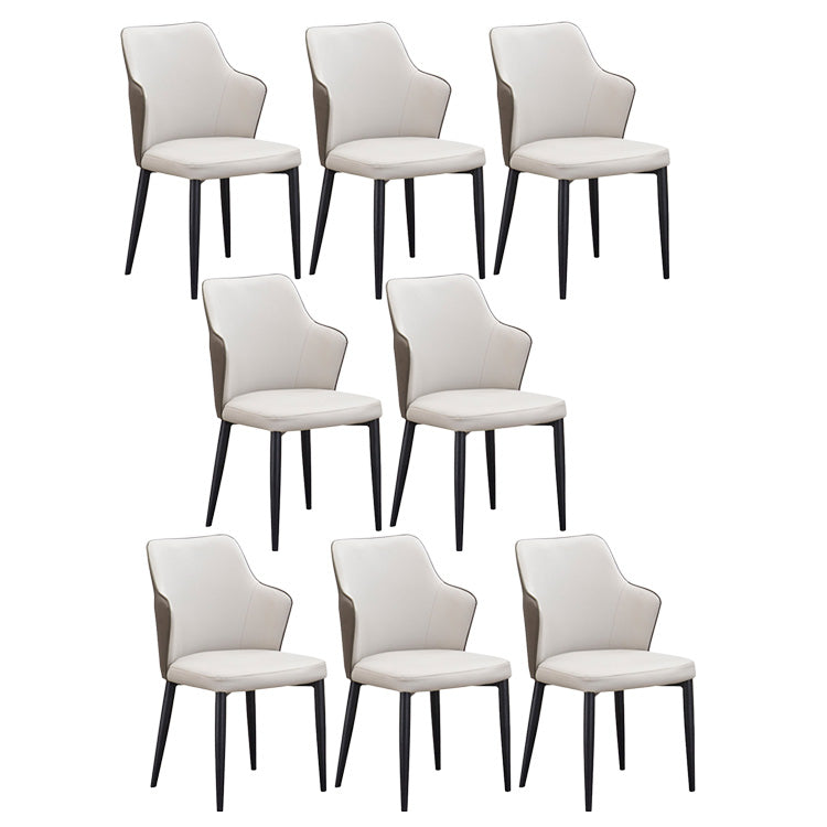 Faux Leather Dining Chairs Wingback Side Chair with Metal Legs