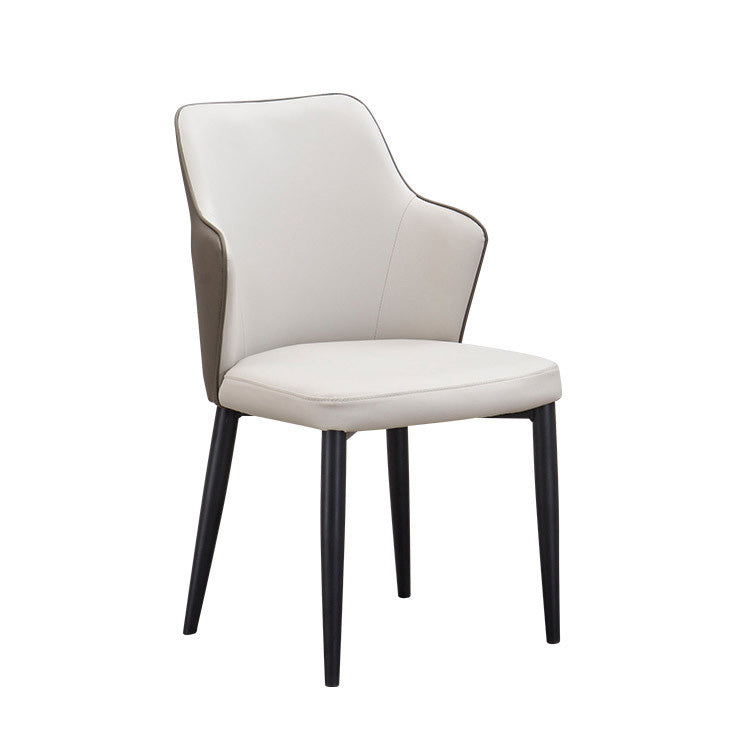 Faux Leather Dining Chairs Wingback Side Chair with Metal Legs