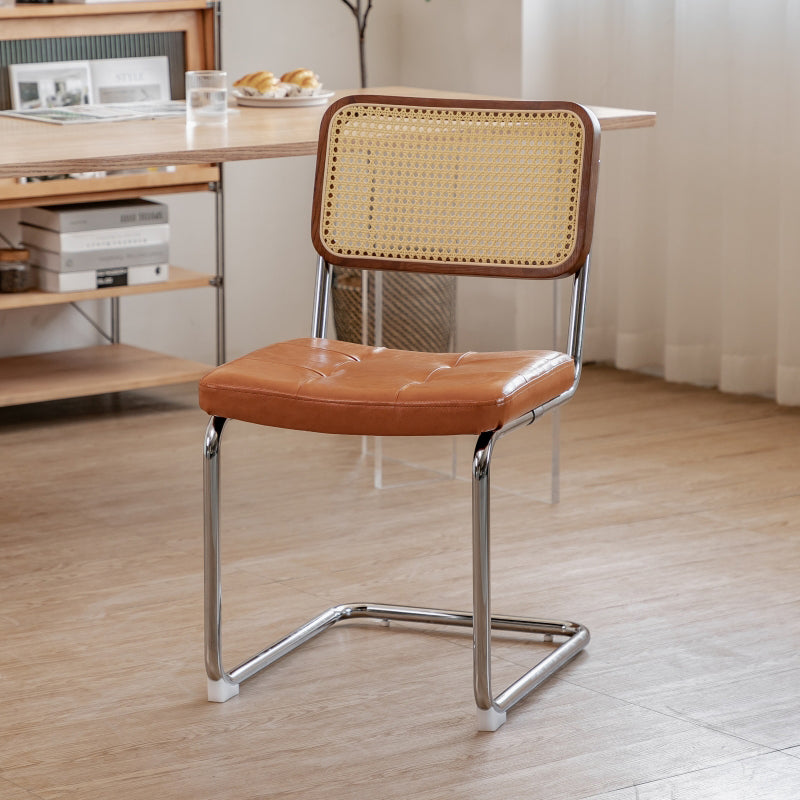 Industrial Side Chair Low Back Leather Dining Chair for Home