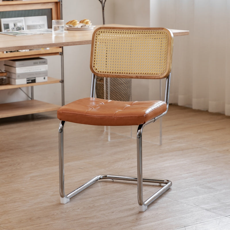Industrial Side Chair Low Back Leather Dining Chair for Home
