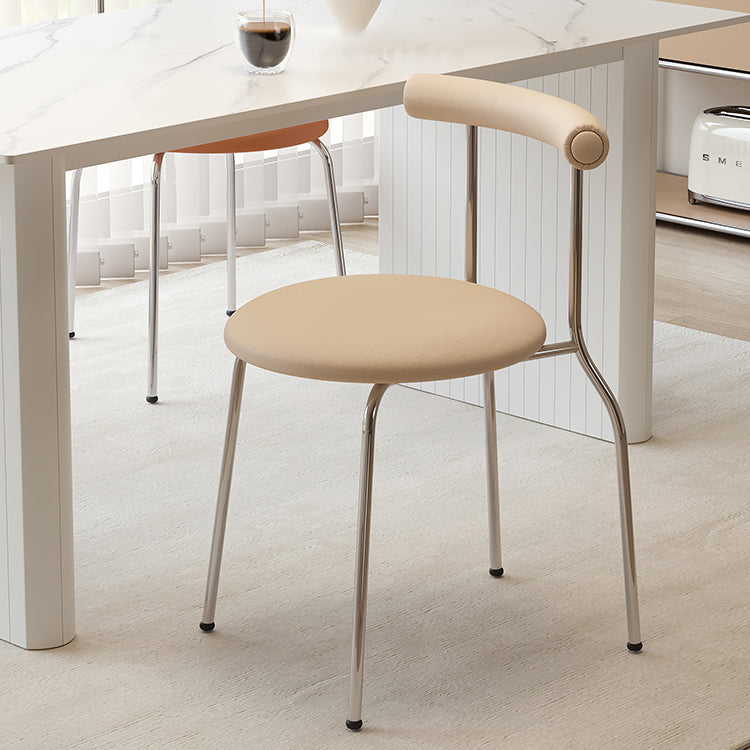 Modern Leather Side Chair Open Back Indoor Dining Chair for Home