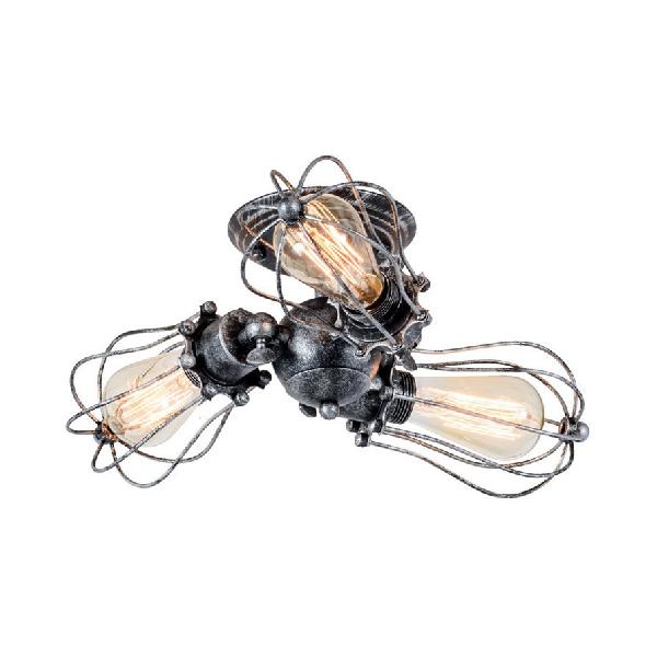 Bulb Shaped Iron Semi Flush Ceiling Light with Wire Guard Vintage Style 3/4/5 Lights Indoor Ceiling Light in Black/Silver