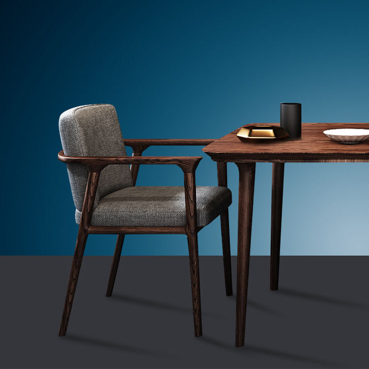 Solid Wood Arm Chair Upholstered Modern Dining Chair for Home