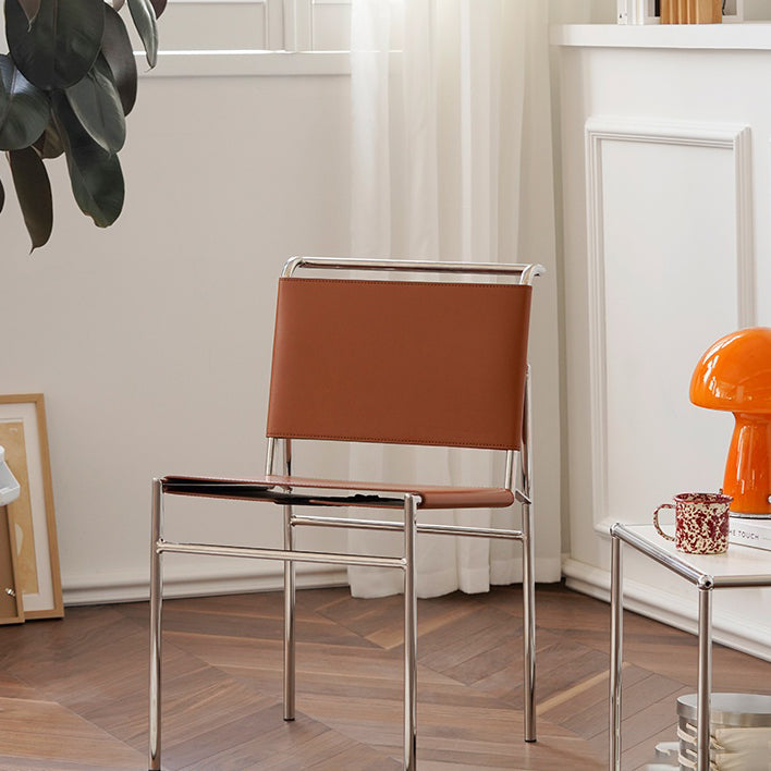 Modern Style Side Chair Faux Leather Open Back Dining Chair for Home