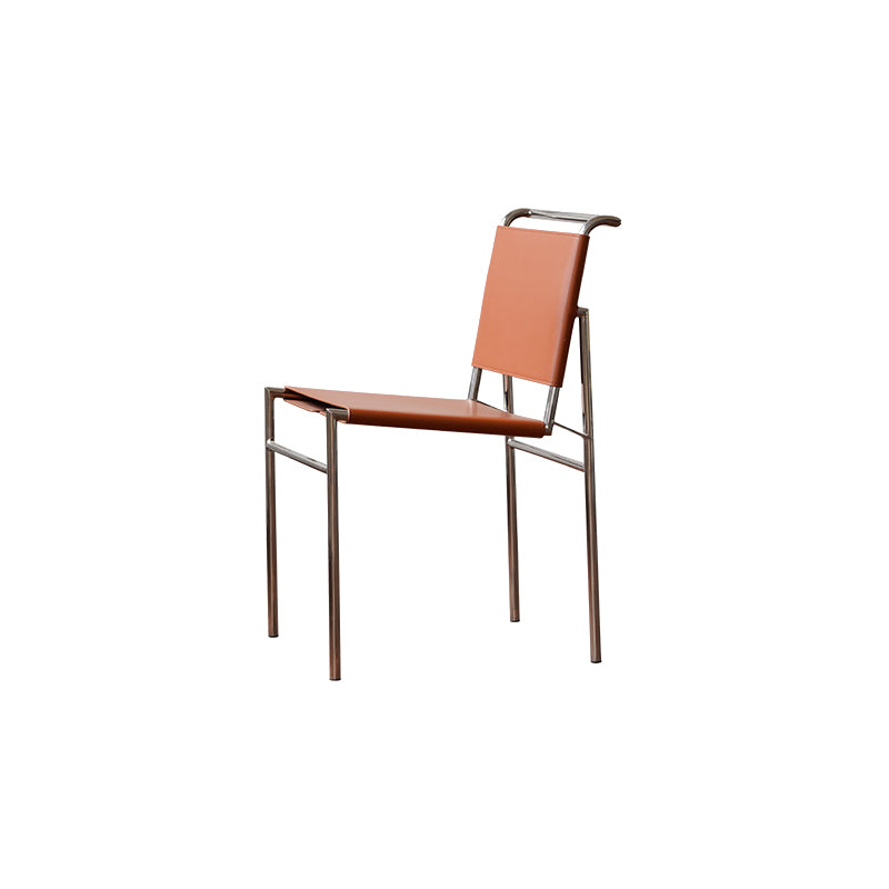Modern Style Side Chair Faux Leather Open Back Dining Chair for Home