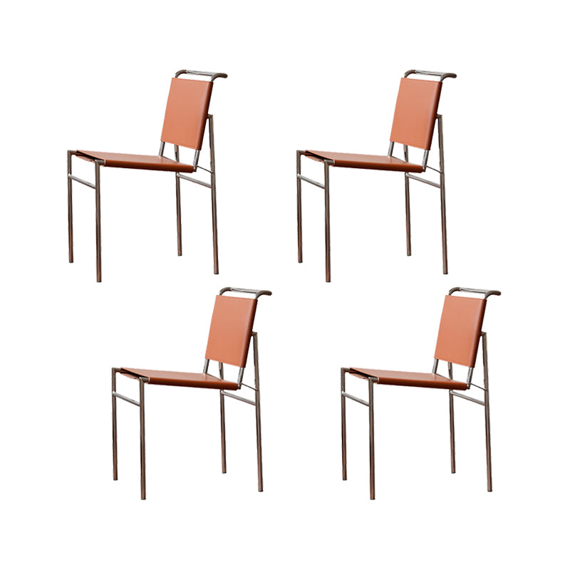 Modern Style Side Chair Faux Leather Open Back Dining Chair for Home