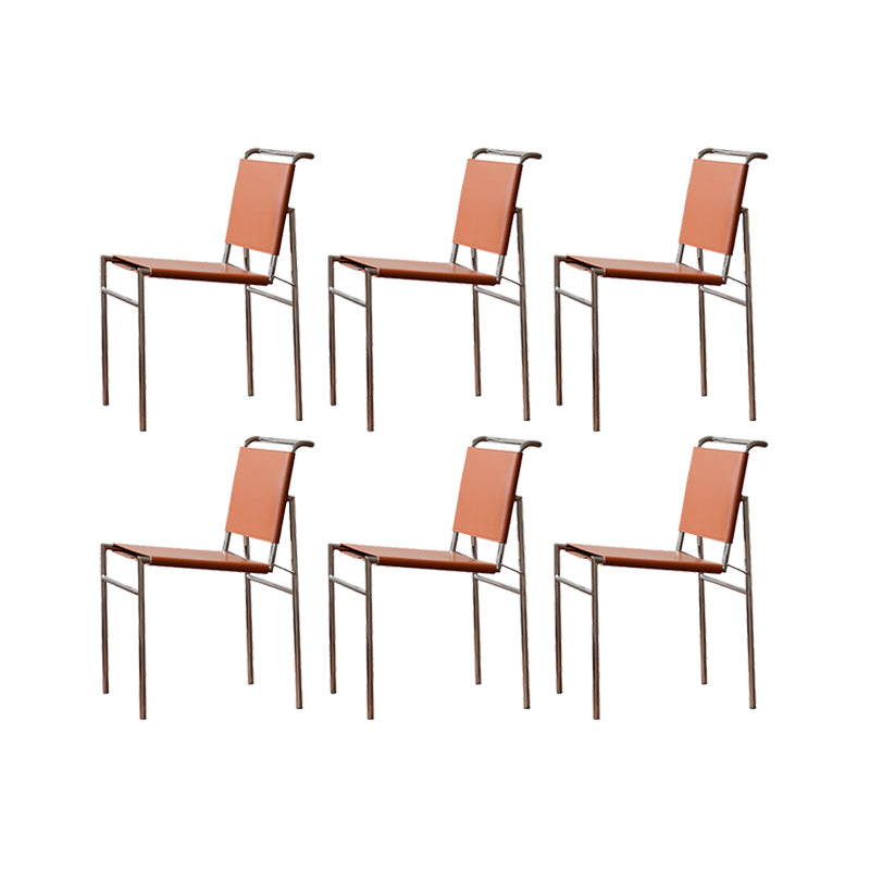 Modern Style Side Chair Faux Leather Open Back Dining Chair for Home