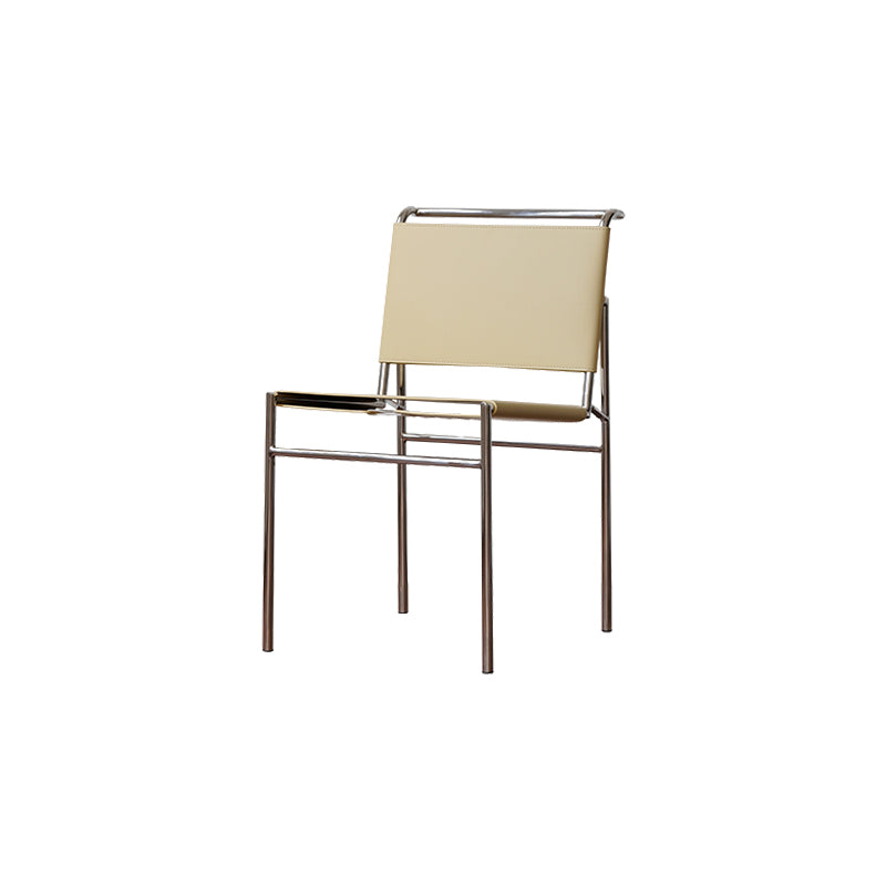 Modern Style Side Chair Faux Leather Open Back Dining Chair for Home