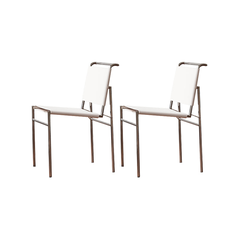 Modern Style Side Chair Faux Leather Open Back Dining Chair for Home