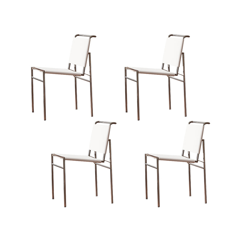 Modern Style Side Chair Faux Leather Open Back Dining Chair for Home