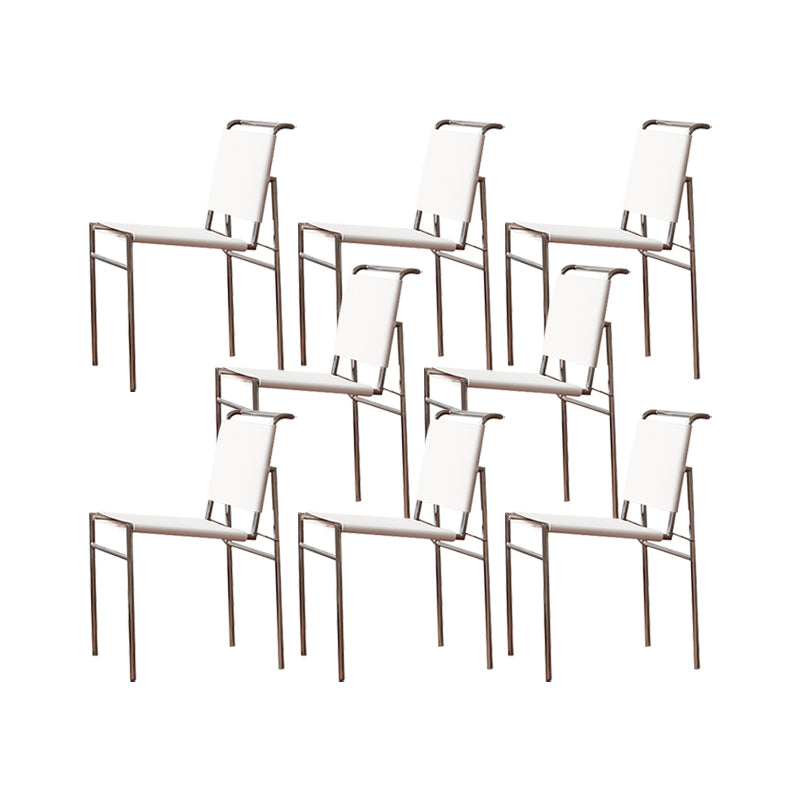 Modern Style Side Chair Faux Leather Open Back Dining Chair for Home