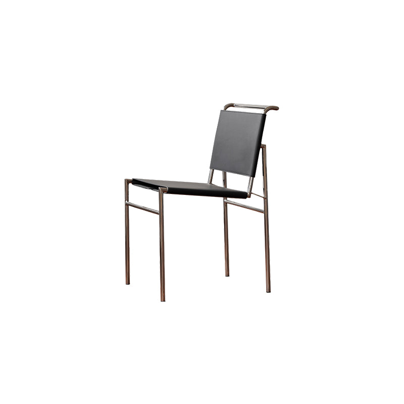 Modern Style Side Chair Faux Leather Open Back Dining Chair for Home