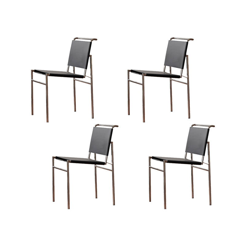 Modern Style Side Chair Faux Leather Open Back Dining Chair for Home