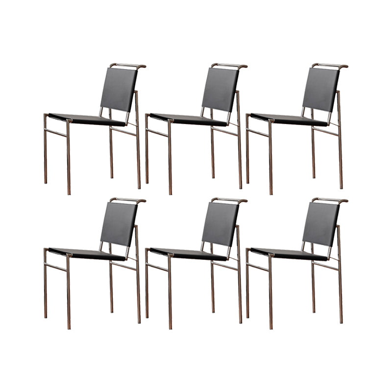Modern Style Side Chair Faux Leather Open Back Dining Chair for Home