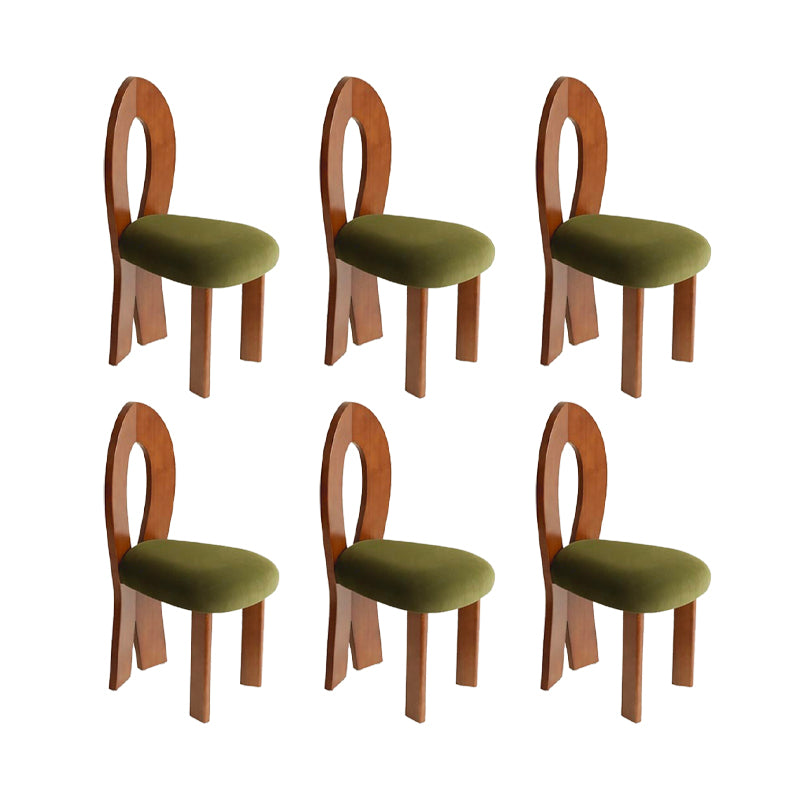 Modern Side Chair Velvet Wooden Base Dining Chair for Living Room