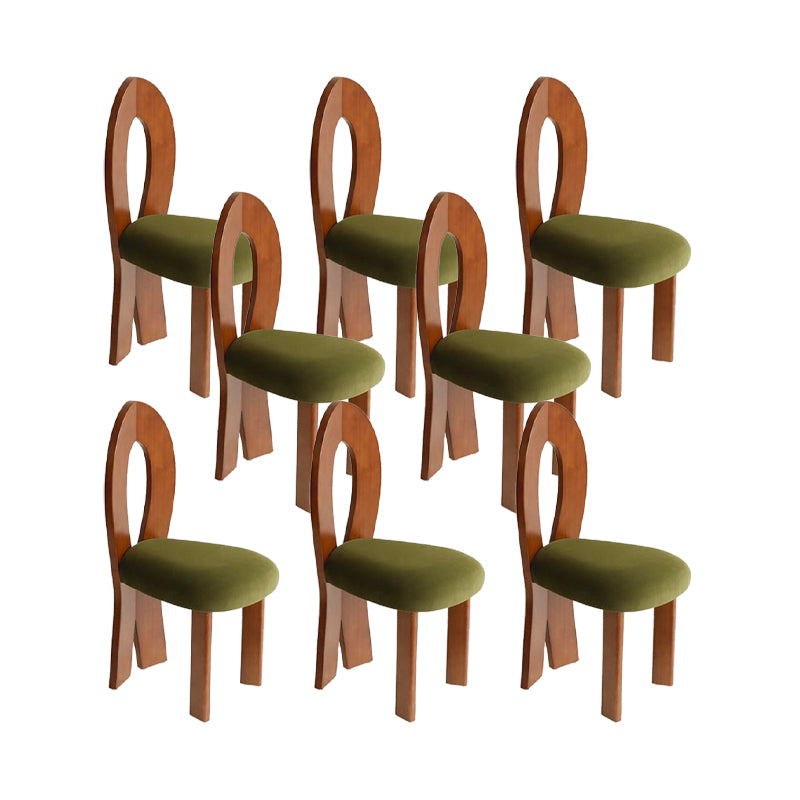 Modern Side Chair Velvet Wooden Base Dining Chair for Living Room
