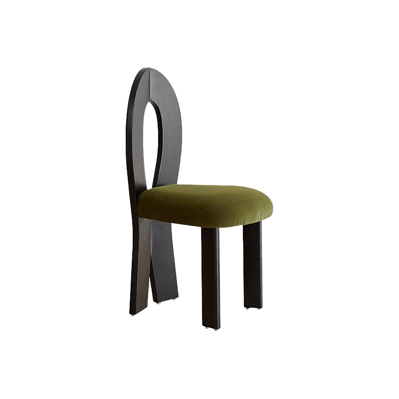 Modern Side Chair Velvet Wooden Base Dining Chair for Living Room