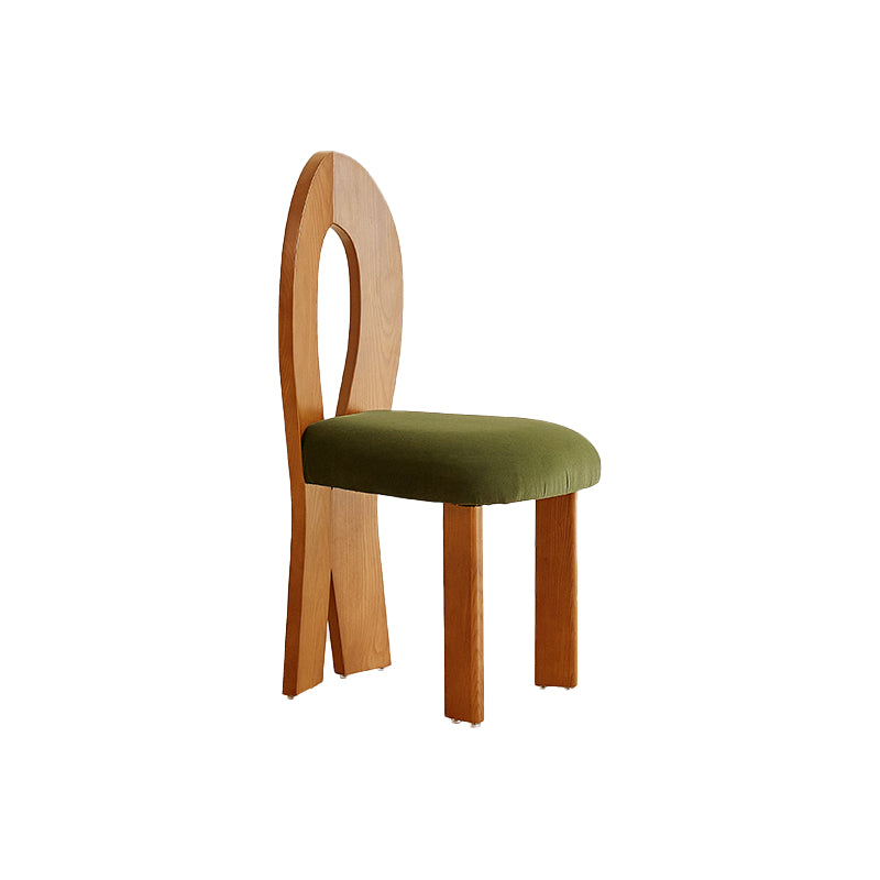 Modern Side Chair Velvet Wooden Base Dining Chair for Living Room