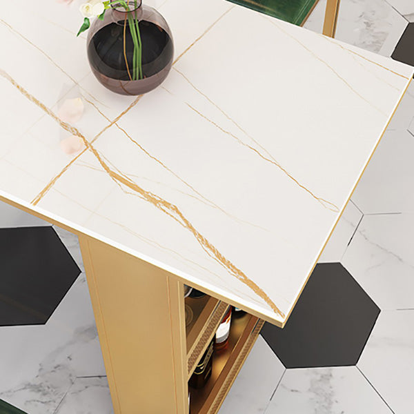 Industrial Rectangle Bar Height Table Double Pedestal Bar Table with Storage