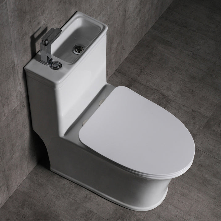 Contemporary Flush Toilet Floor Mount One-Piece Toilet Porcelain Urine Toilet