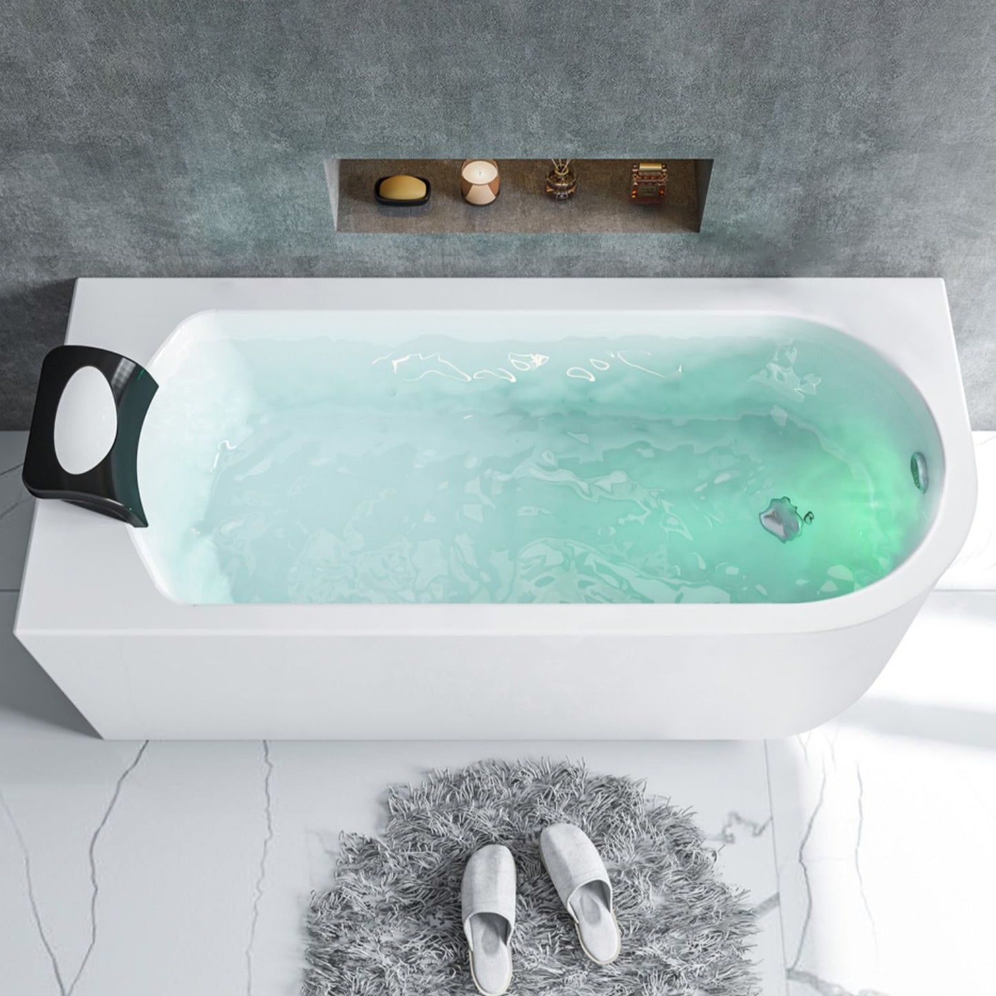 Acrylic Soaking Bathtub Antique Finish Rectangular Back to Wall Bath Tub