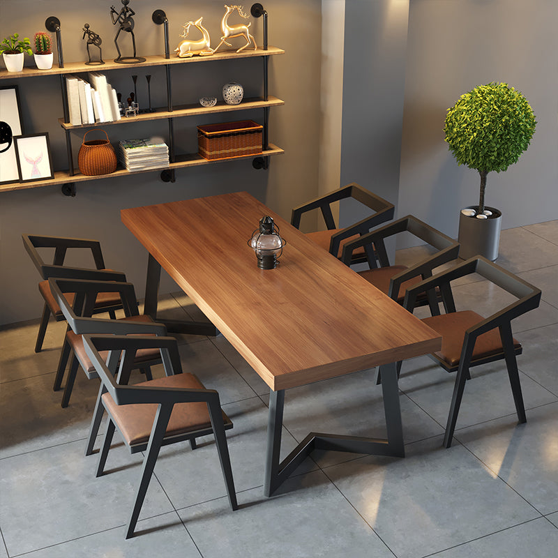 Industrial Rectangle Wood Dining Table 1/3/5/7 Pieces Dining Set for Barbecue Shop