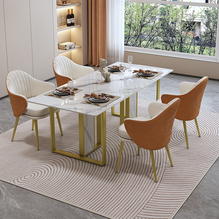Modern Rectangle Stone Dining Table 1/5 Pieces Dining Set for Dining Room