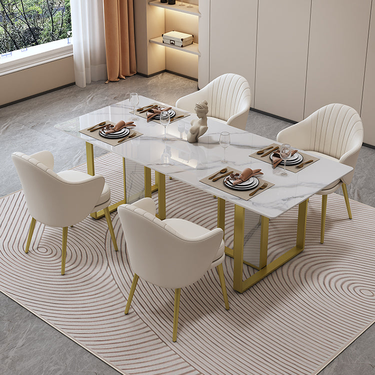 Modern Rectangle Stone Dining Table 1/5 Pieces Dining Set for Dining Room