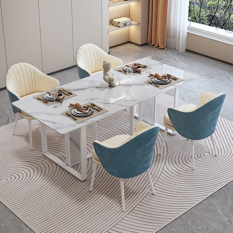 Modern Rectangle Stone Dining Table 1/5 Pieces Dining Set for Dining Room