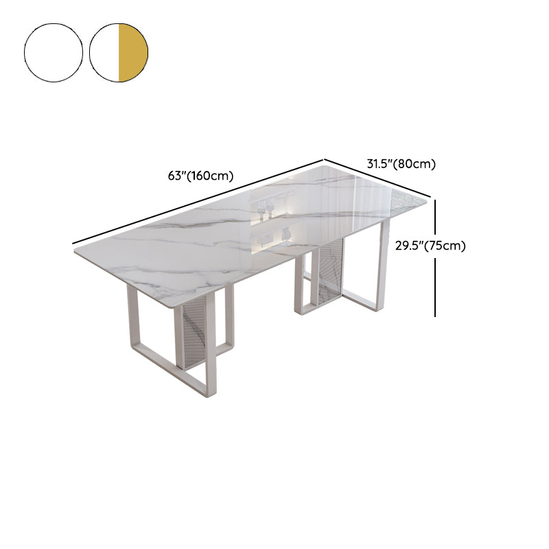 Modern Rectangle Stone Dining Table 1/5 Pieces Dining Set for Dining Room