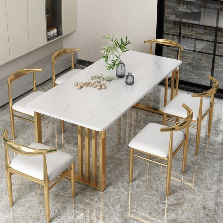 Nordic Rectangle Stone Dining Table 1/2/5/7 Pieces Dining Set for Dining Room