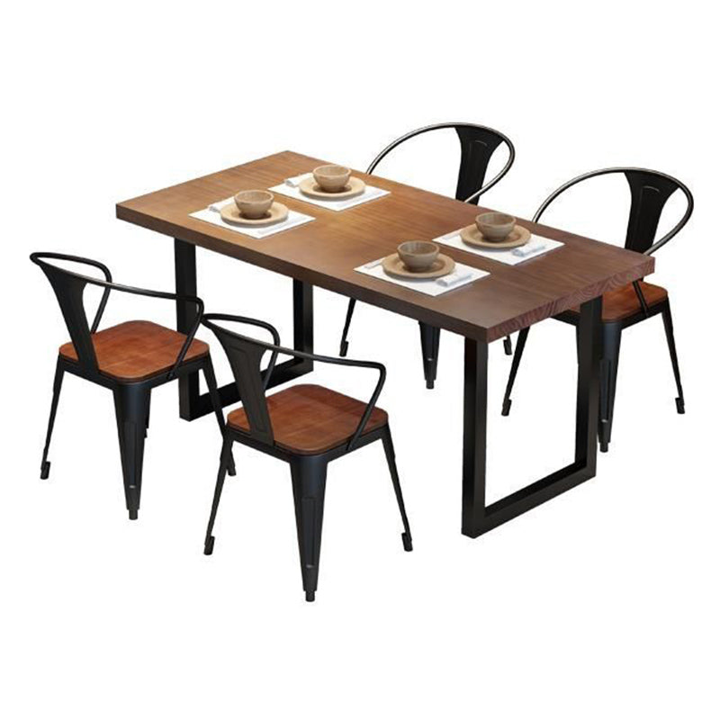Dining Room Dinner Kitchen Table Solid Wood Black Frame Dining Table