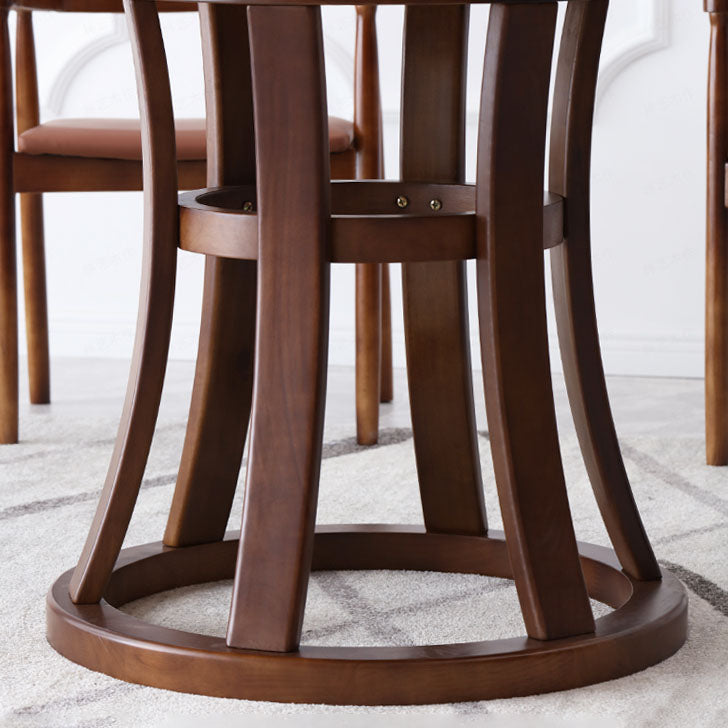 Solid Wood Pedestal Table Convertible Dining Table for Kitchen