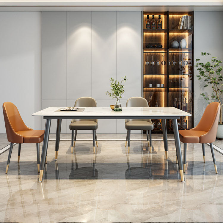 Sintered Stone Top Dining Table Metal Base Table for Dining Room