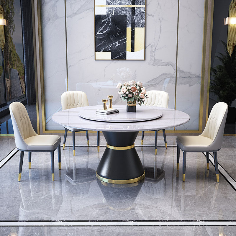 Metal Pedestal Table Convertible Dining Table for Dining Room