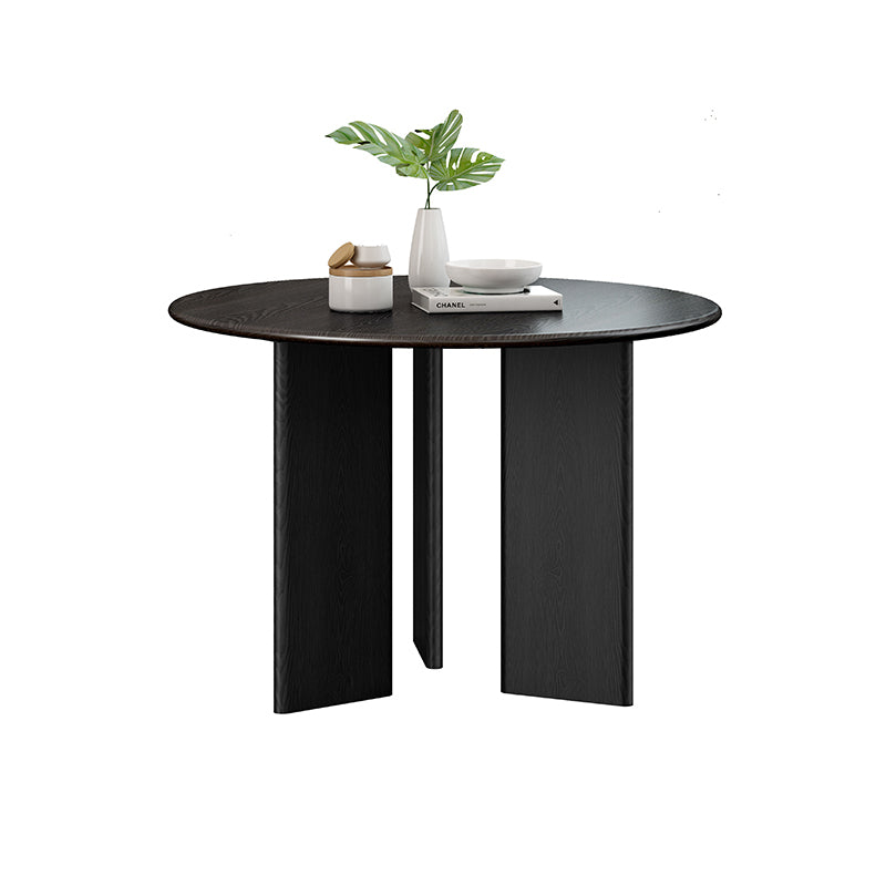 Modern Style Round Dining Table Solid Wood Dining Table in Black