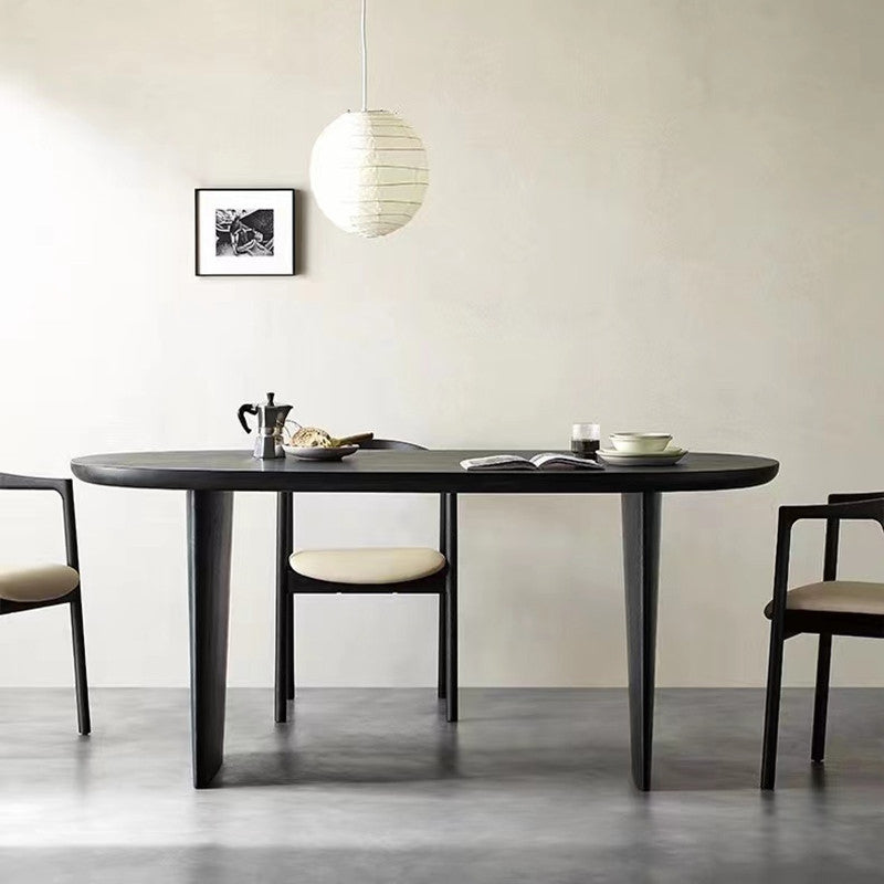 Dining Room Dinner Table Double Pedestal Wood Dining Table in Black