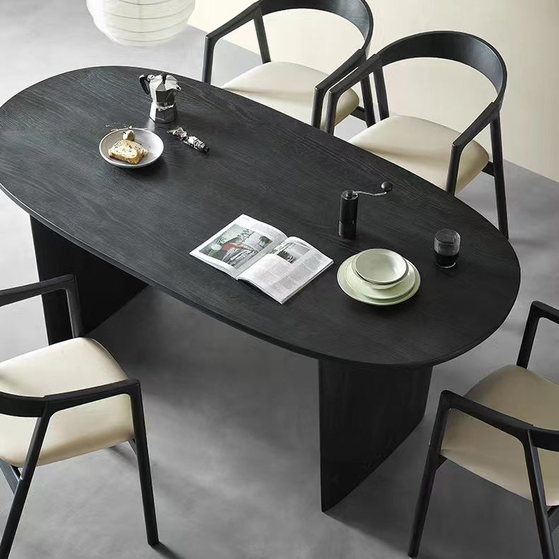 Dining Room Dinner Table Double Pedestal Wood Dining Table in Black